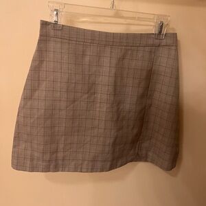 Neutral Plaid Mini Skirt
